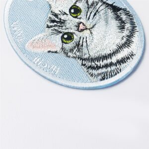 Double-sided American Shorthair cat embroidered pet charm keyring by HACHI TAMA