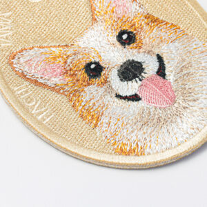 Double-sided Corgi embroidered pet charm keyring by HACHI TAMA
