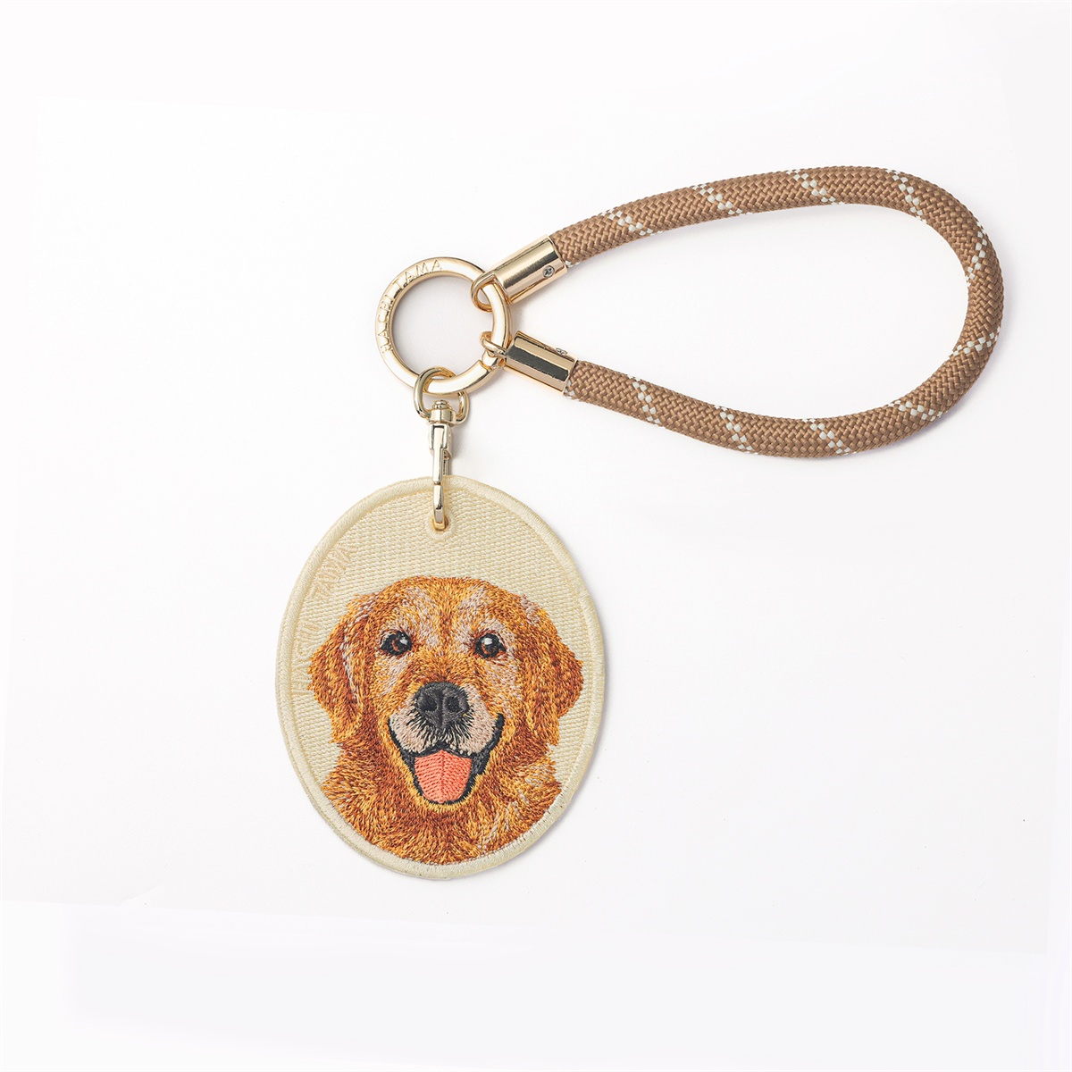 Double-sided Golden Retriever embroidered pet charm keyring by HACHI TAMA